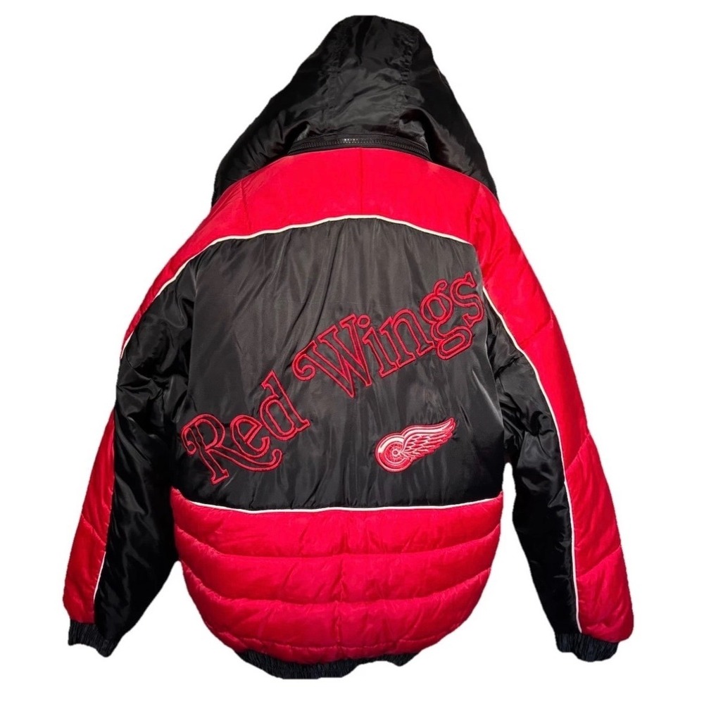 Pro Player Detroit Red Wings Puffer Hooded Jacket Black Red NHL Men's L